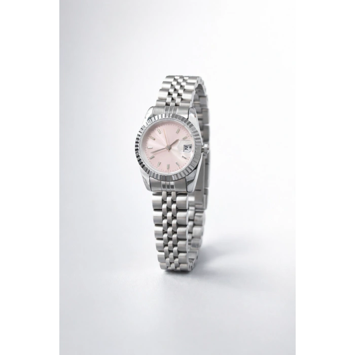 Gümüş Renk Minimal Pudra Kadranlı Kadın Saat
