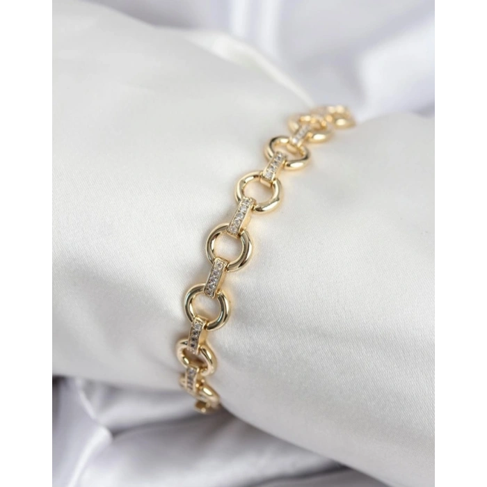 14K Altın Kaplama Taş Detaylı Xuping Bileklik