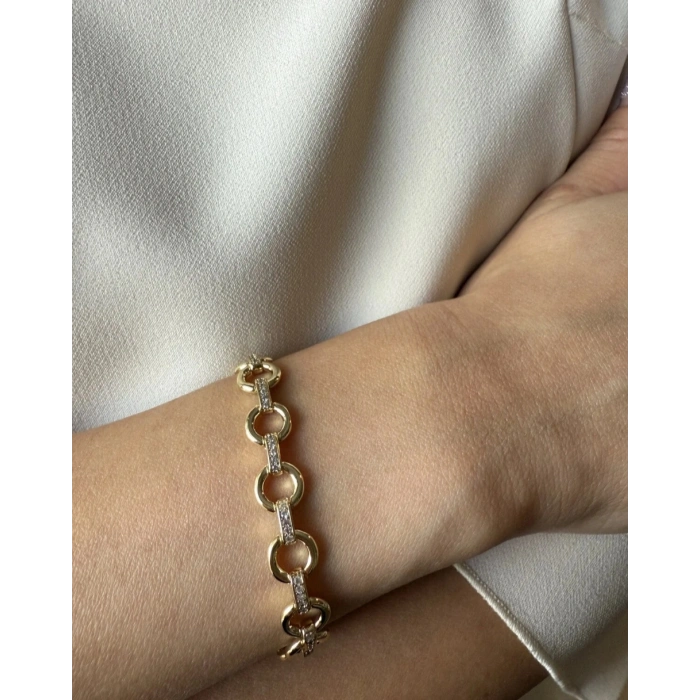 14K Altın Kaplama Taş Detaylı Xuping Bileklik