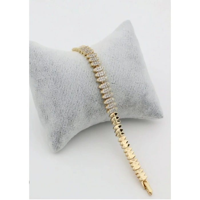 14K Kuyumcu Model Taşlı Künye Bileklik