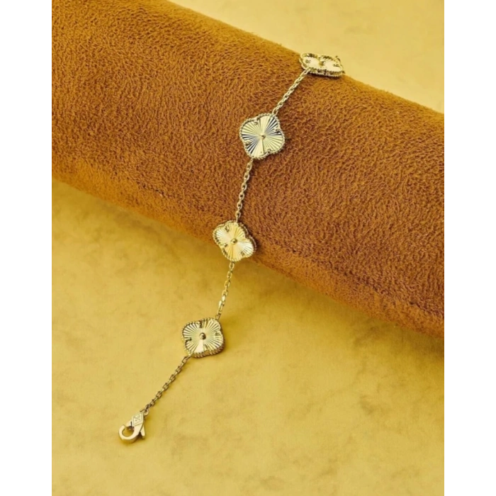 Gold 14K kuyumcu model vn clf büyük yonca bileklik