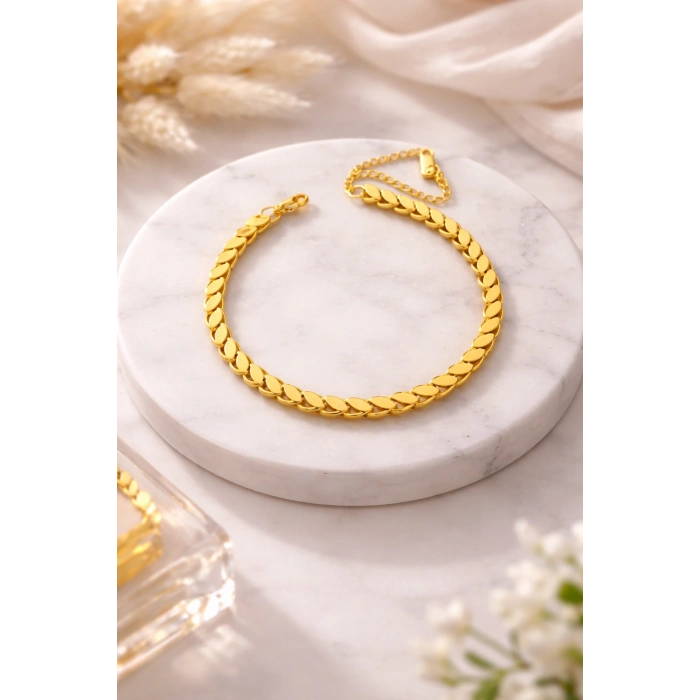 Gold Arpa Zincir Çelik Bileklik
