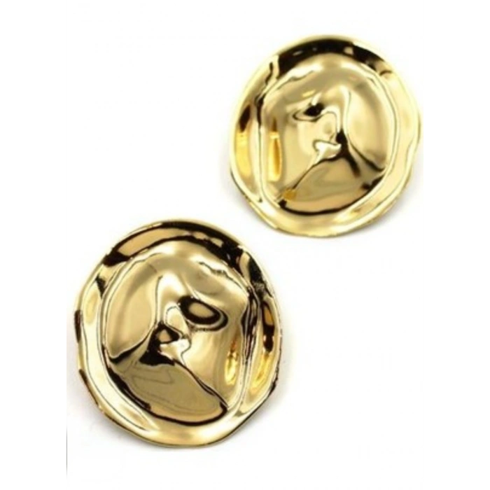 Gold Kaplama Dalgalı Form Küpe Modern Tasarım