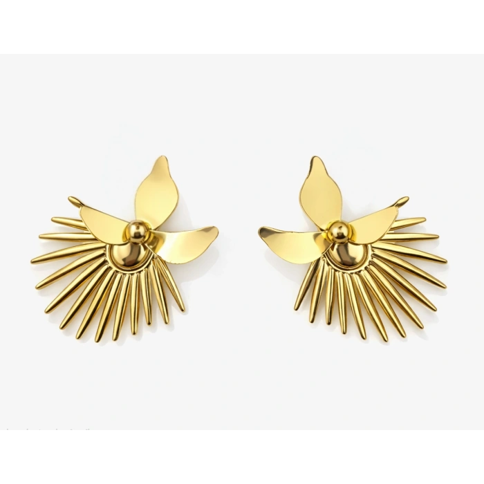 Gold Renkli Modern Tasarım Küpe