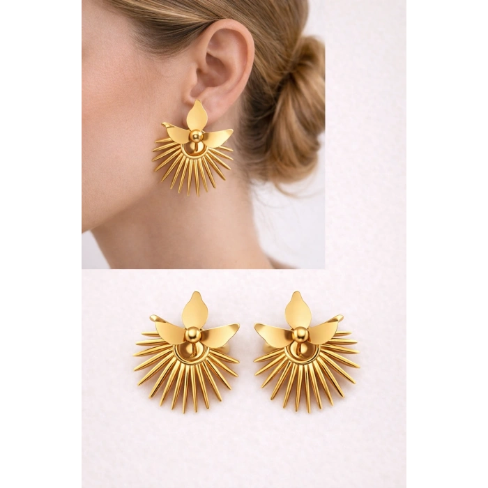 Gold Renkli Modern Tasarım Küpe