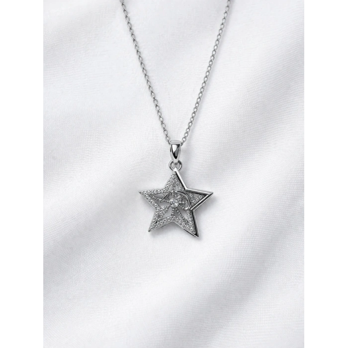 Gümüş Renkli Çelik Yıldız Kolye