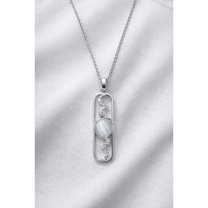 Gümüş Renkli Çelik Su Terazi Kolyesi Gri