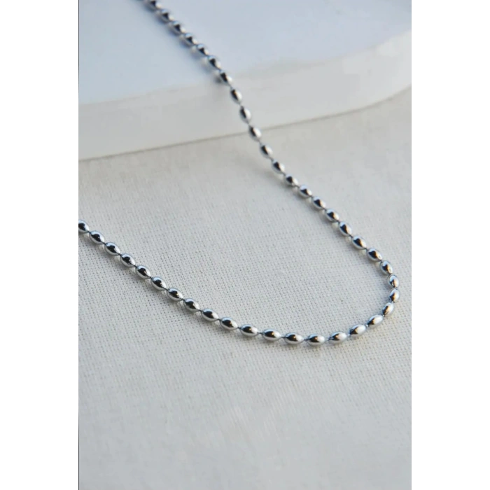 Gümüş Renkli Çelik Minimal Zincir Kolye