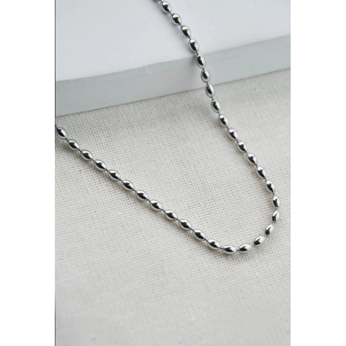 Gümüş Renkli Çelik Minimal Zincir Kolye