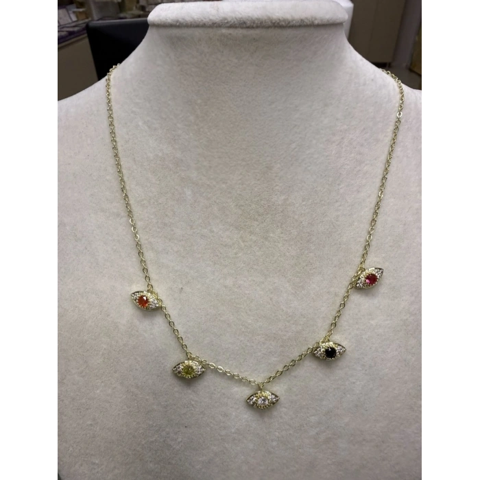 Gold Renkli 14K Kaplama Göz Figürlü Charm Kolye