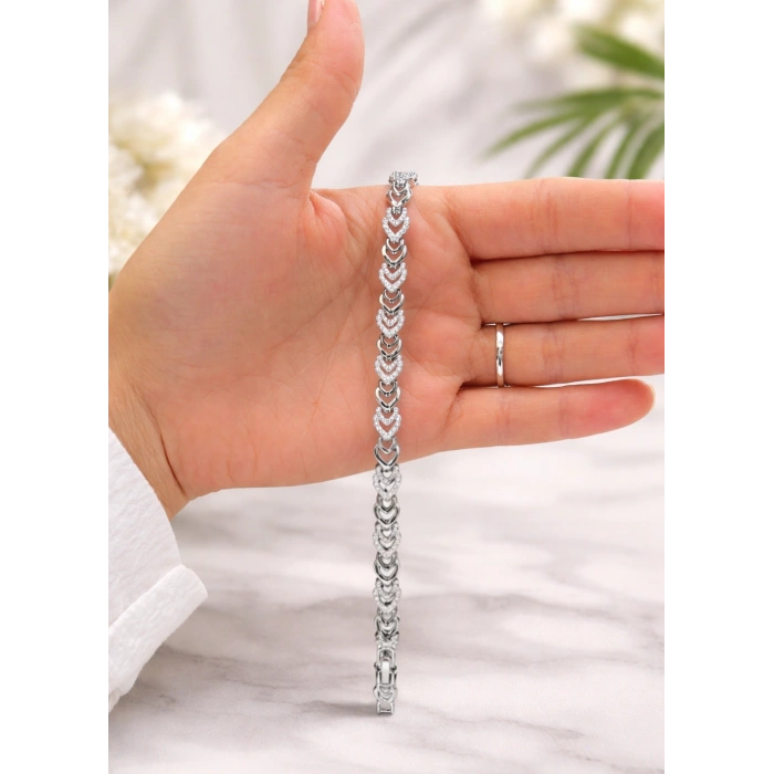 Xuping Taşlı Kalp Detaylı Gümüş Renk Bileklik