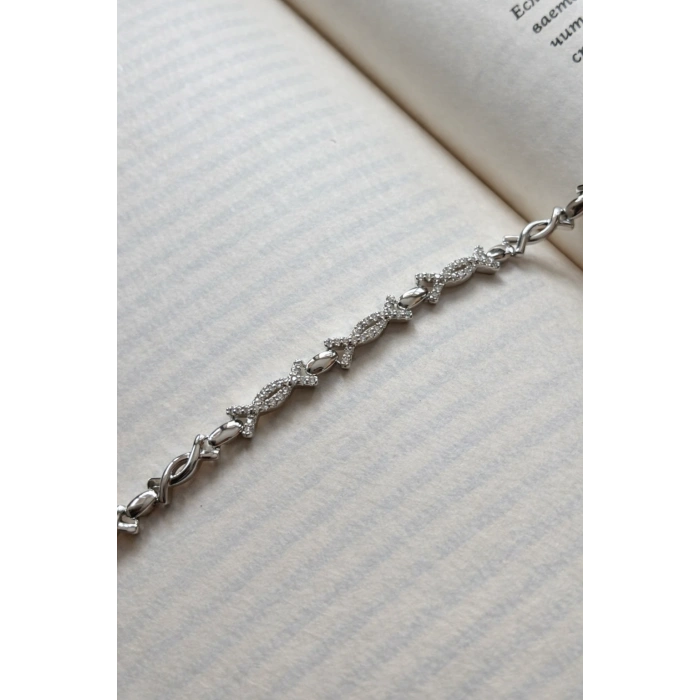 Xuping Taş Detaylı Zarif Gümüş Renk Bileklik