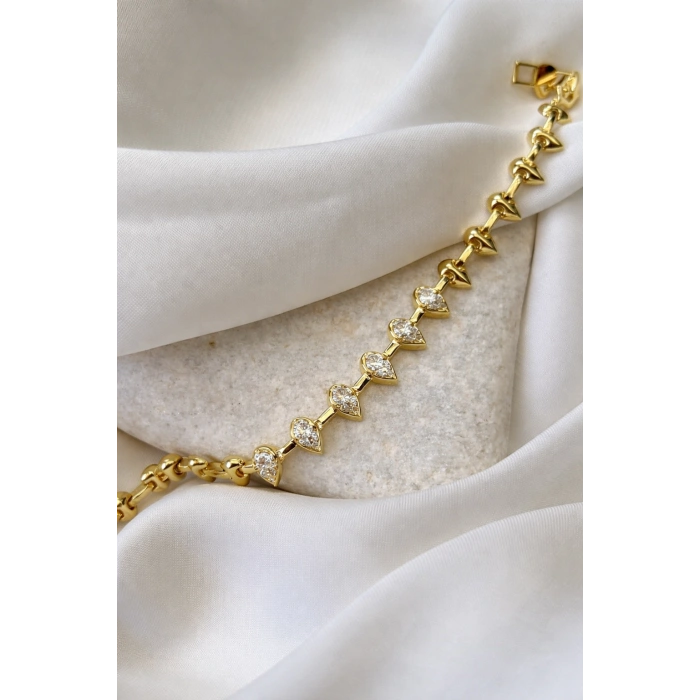 Xuping Damla Model Taşlı Gold Renk Bileklik