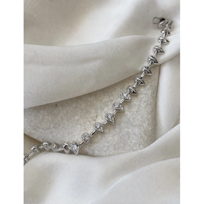 Xuping Damla Model Taşlı Gümüş Renk Bileklik