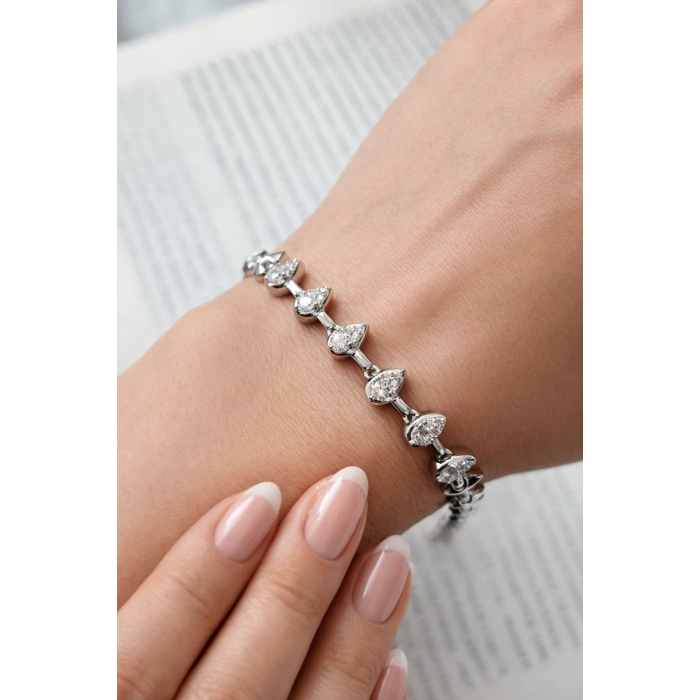 Xuping Damla Model Taşlı Gümüş Renk Bileklik