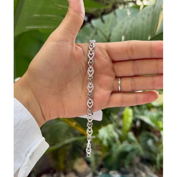 Xuping Taşlı Kalp Detaylı Gümüş Renk Bileklik