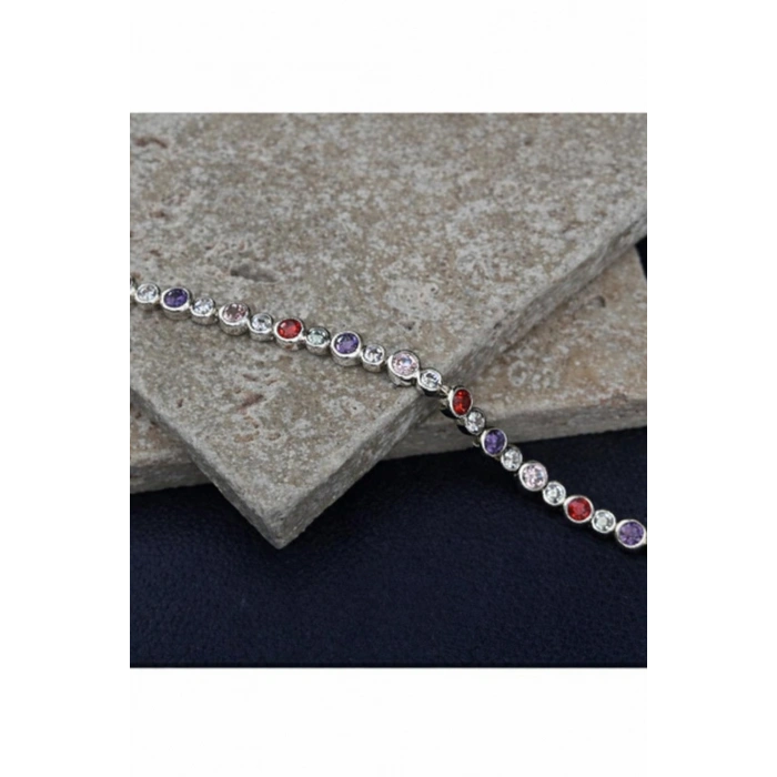 Xuping Renkli Taş Detaylı Gümüş Renkli Bileklik