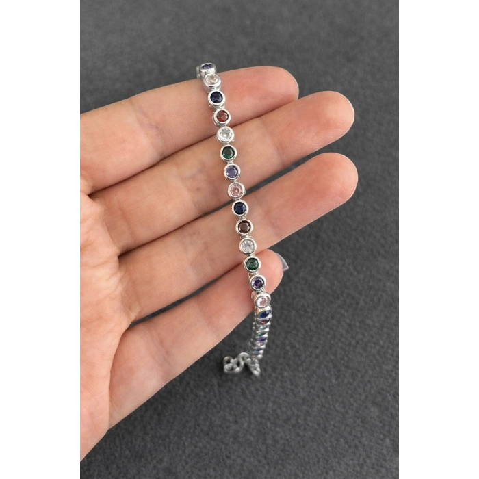 Xuping Renkli Taş Detaylı Gümüş Renkli Bileklik