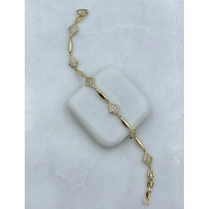 Xuping Gold Renk Geometrik Taş Detaylı Bileklik