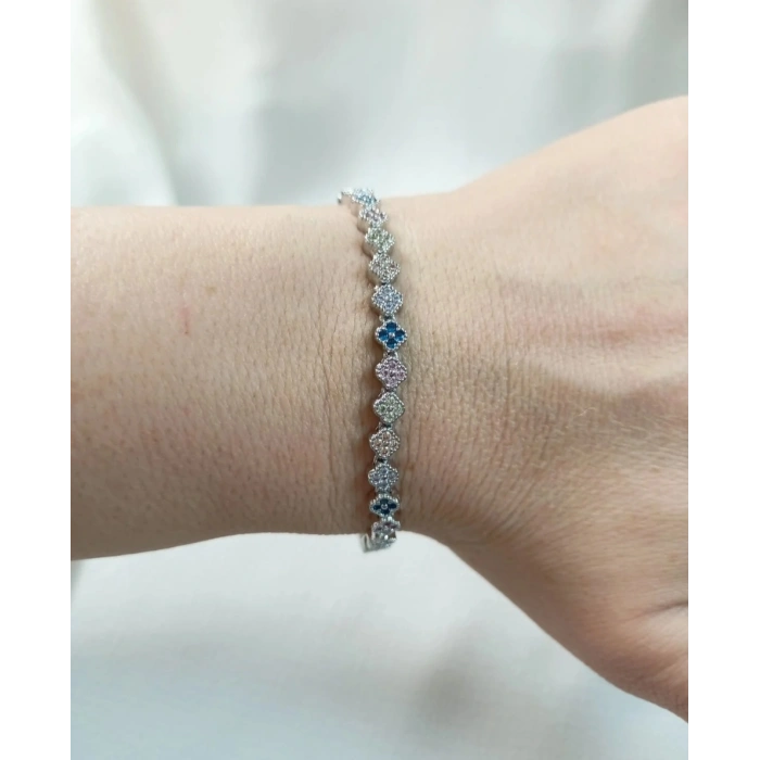 Xuping Yonca Model Gümüş Renk Taşlı Bileklik