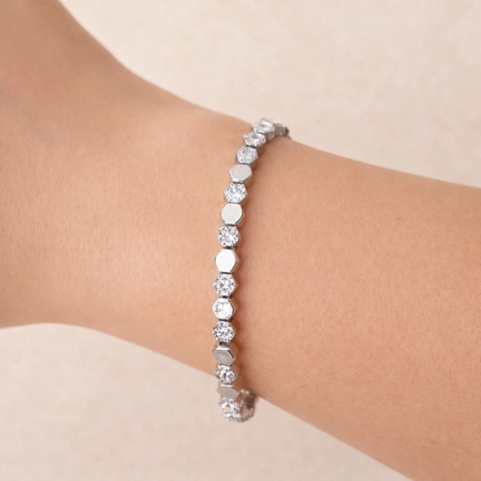 Xuping Taşlı Petek Model Gümüş Renkli Bileklik