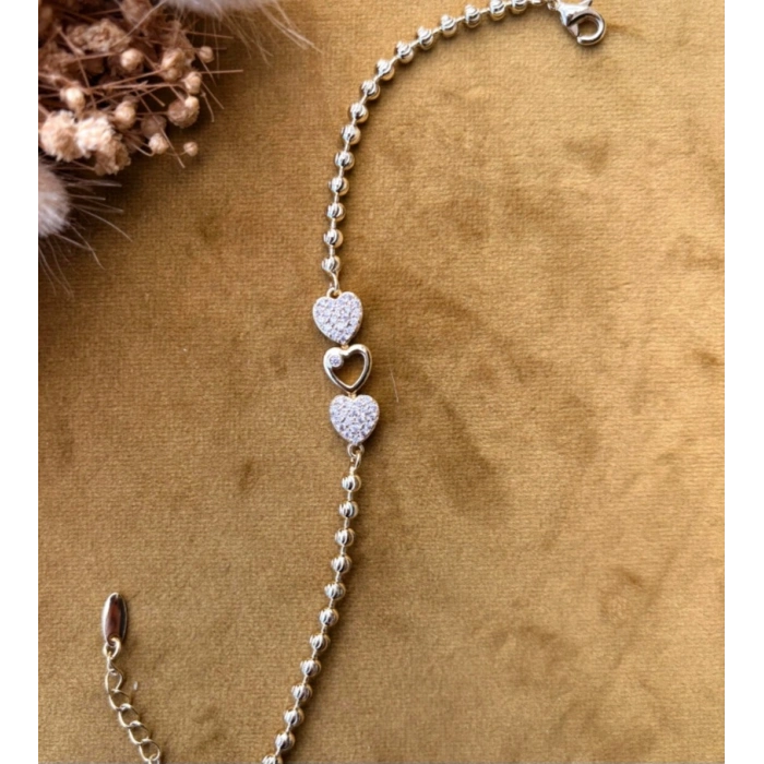 Xuping Kalp Detay Dorika Zincir Gümüş Renkli Bileklik
