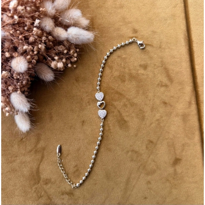 Xuping Kalp Detay Dorika Zincir Gümüş Renkli Bileklik