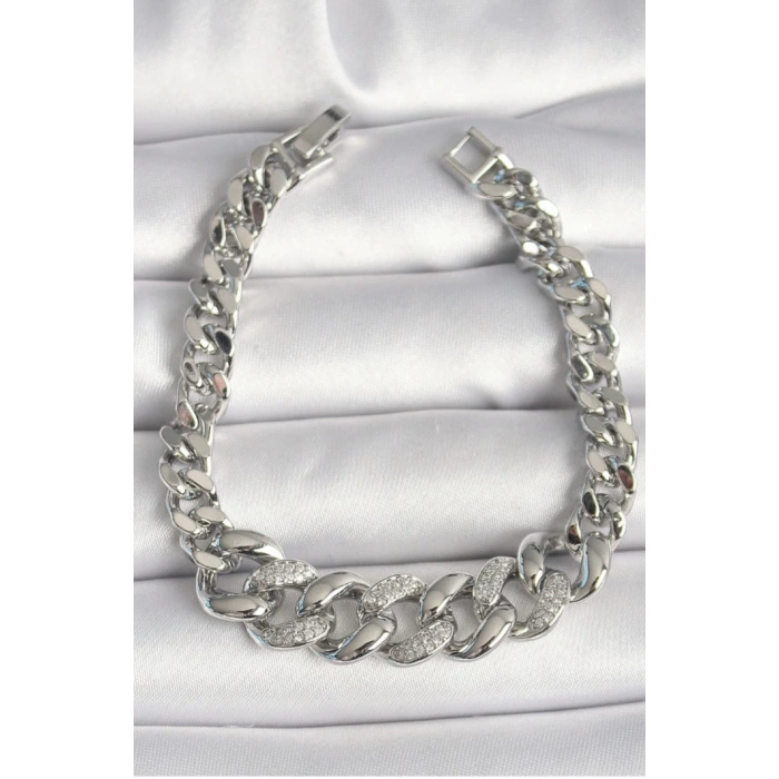 Xuping Taş Detaylı Zincir Bileklik Gümüş Premium Seri