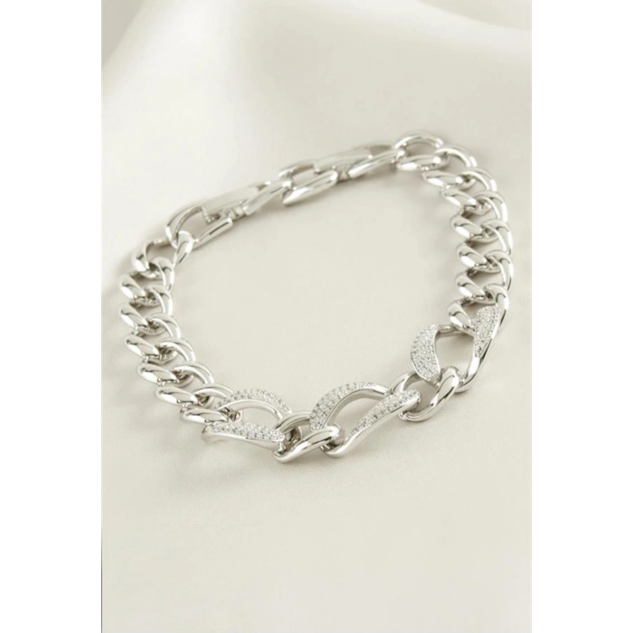 Xuping Taş Detaylı Zincir Bileklik Gümüş Premium Seri