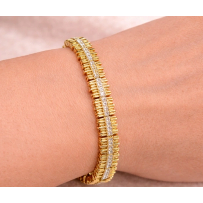 Xuping 14K Gold Kaplama Taş Detaylı VIP Bileklik