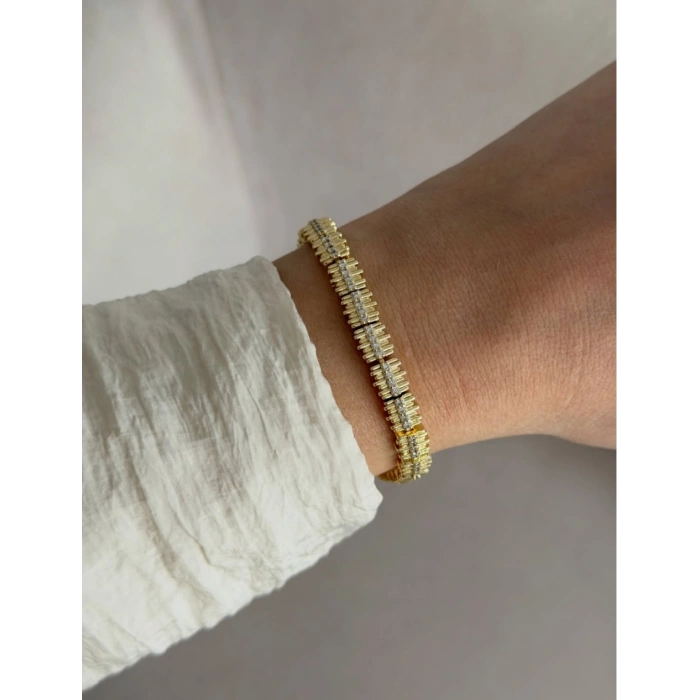 Xuping 14K Gold Kaplama Taş Detaylı VIP Bileklik