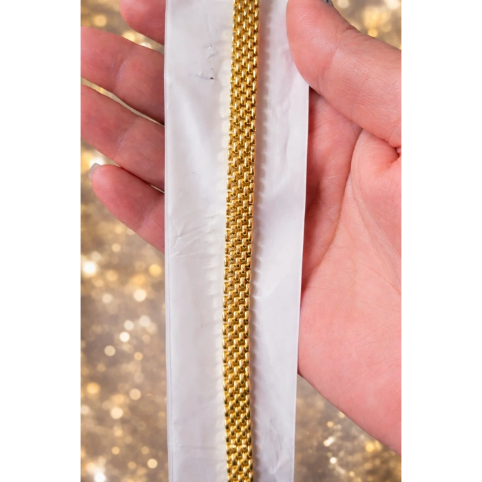 Xuping 14K Altın Kaplama Kalın Örgü Zincir Bileklik