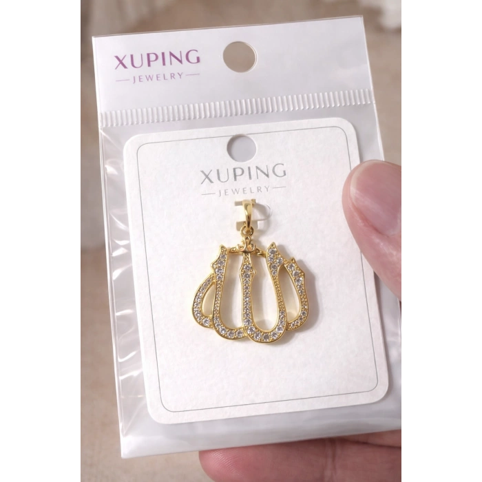 Xuping Taşlı Allah Yazılı Kolye Ucu 14K Kaplama