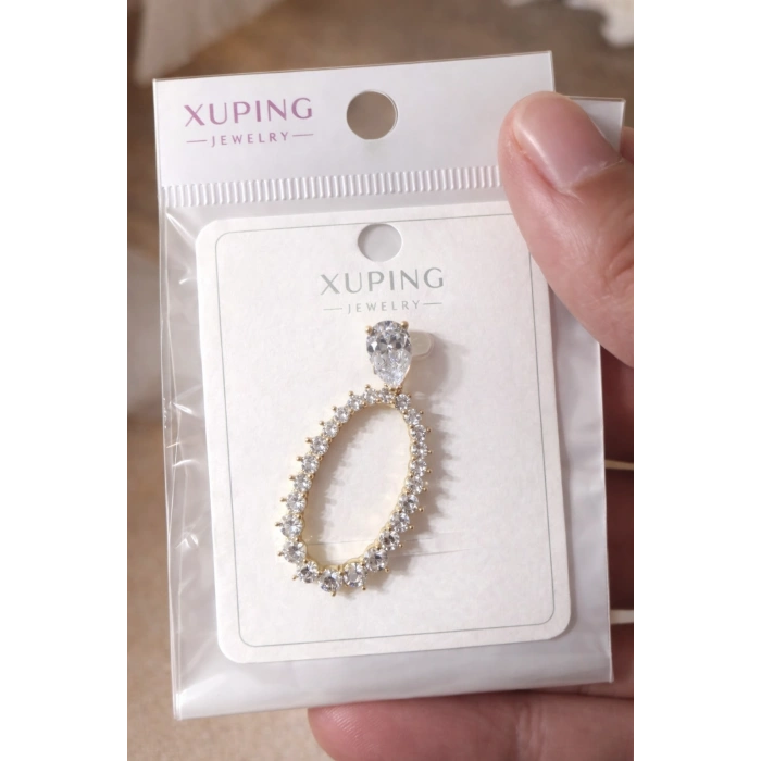 Xuping Taşlı Damla Oval Kolye Ucu 14K