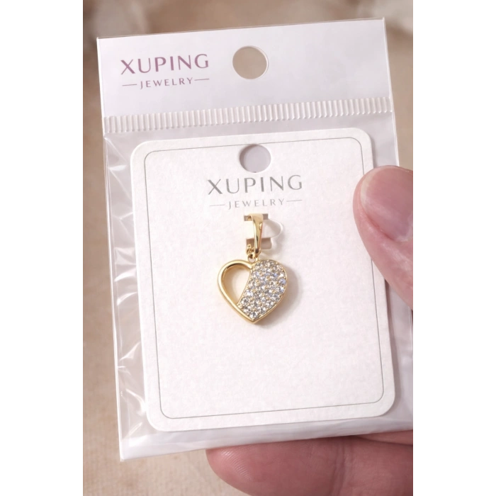Xuping Taşlı Yarım Kalp Kolye Ucu 14K Kaplama