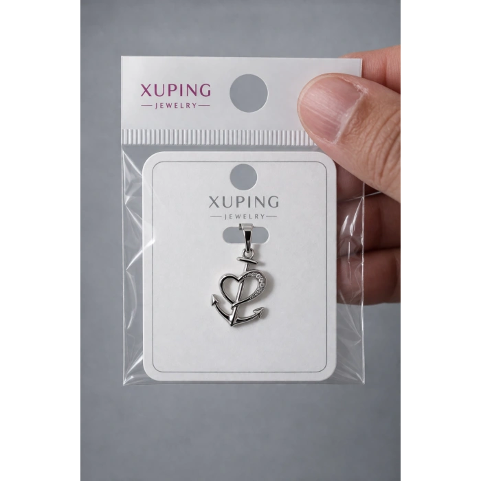 Xuping Çapa & Kalp Figür Kolye Ucu Gümüş Renk