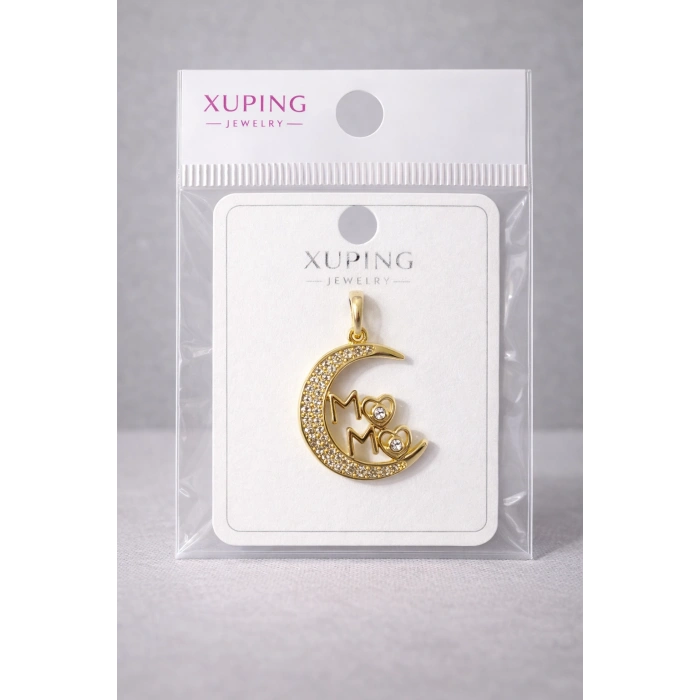 Xuping 14K Kaplama Ay & Kalp “Mom” Kolye Ucu