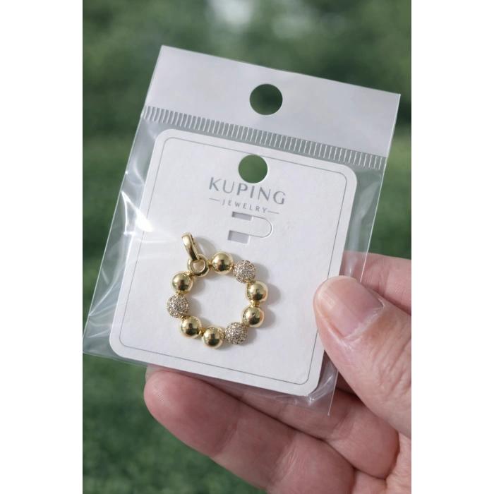 Xuping 14K Kaplama Top Detay Taşlı Halka Kolye Ucu