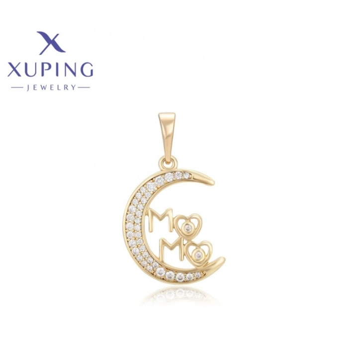 Xuping 14K Kaplama Ay & Kalp “Mom” Kolye Ucu
