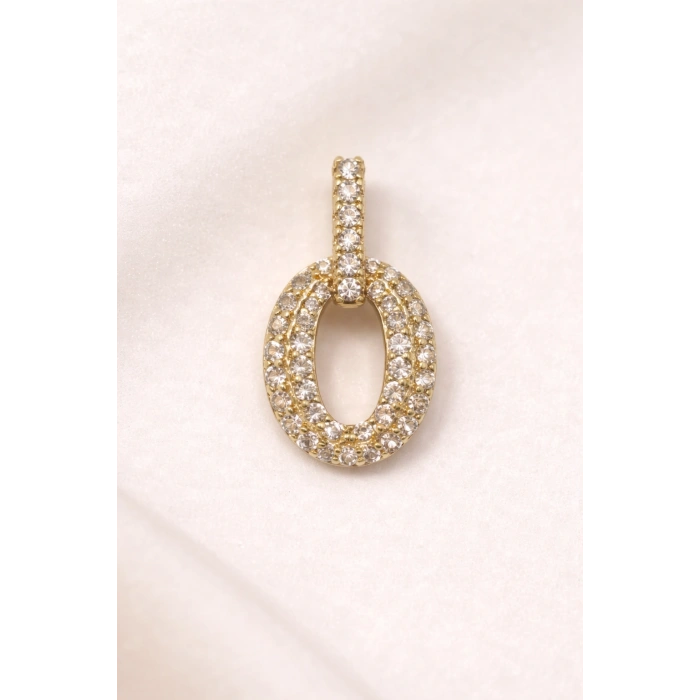 Xuping Taşlı Oval Kolye Ucu 14K Kaplama