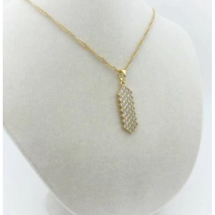 Xuping Taşlı Dikdörtgen Kolye Ucu 14K Kaplama