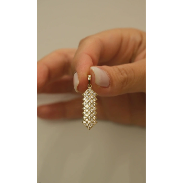 Xuping Taşlı Dikdörtgen Kolye Ucu 14K Kaplama