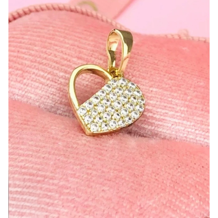 Xuping Taşlı Yarım Kalp Kolye Ucu 14K Kaplama