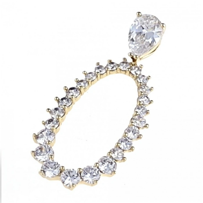 Xuping Taşlı Damla Oval Kolye Ucu 14K