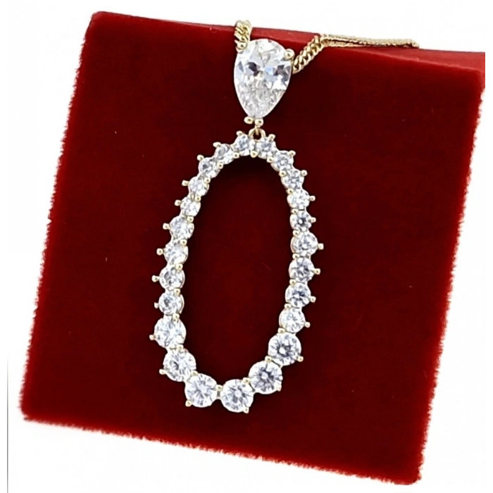 Xuping Taşlı Damla Oval Kolye Ucu 14K