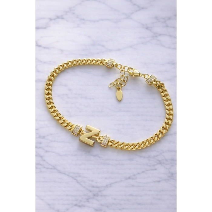 Z Harfli Zincir Bileklik 14K Altın Kaplama
