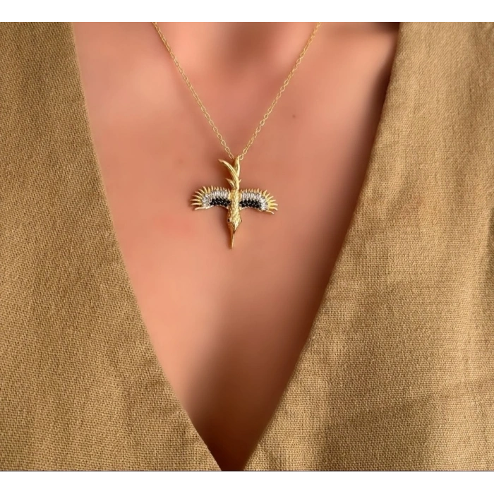 Ankakuşu Çelik Gold Renkli Kolye