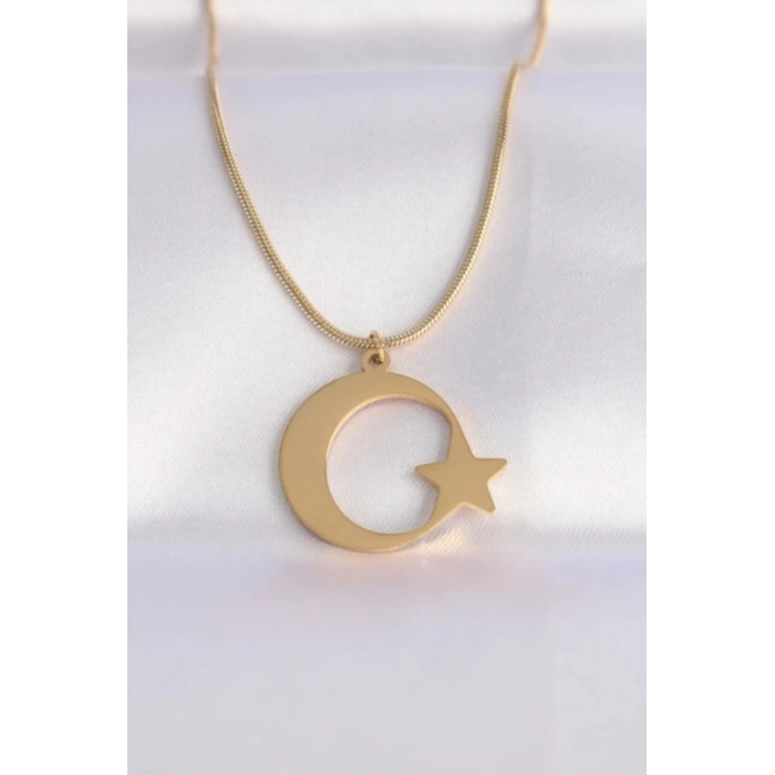 Ayyıldız Çelik Kolye Gold Renkli