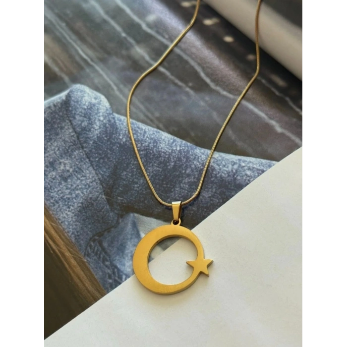 Ayyıldız Çelik Kolye Gold Renkli