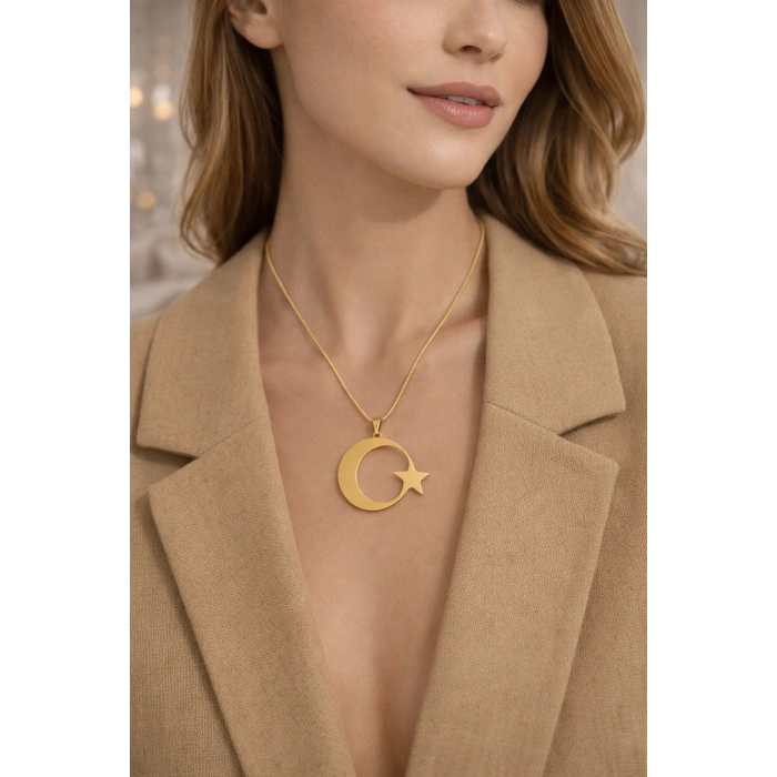 Ayyıldız Çelik Kolye Gold Renkli